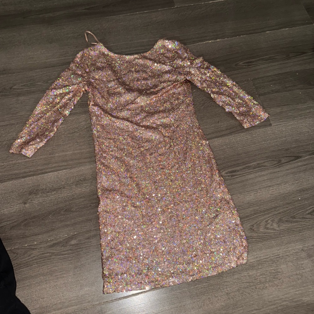 Topshop Glittering Pink Mini Dress